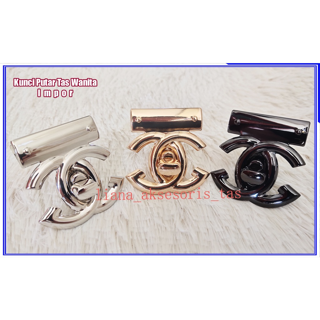 KUNCI TAS JEPIT - KUNCI TAS PUTAR IMPOR - KUNCI PUTAR TAS RAJUT WANITA - KANCING TAS SELEMPANG