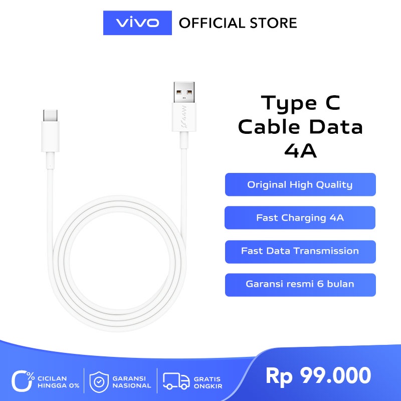vivo Original Type C Cable Data 4A - Fast-charging 4A, Fast Data
    Transmission, Garansi Resmi 6 Bulan