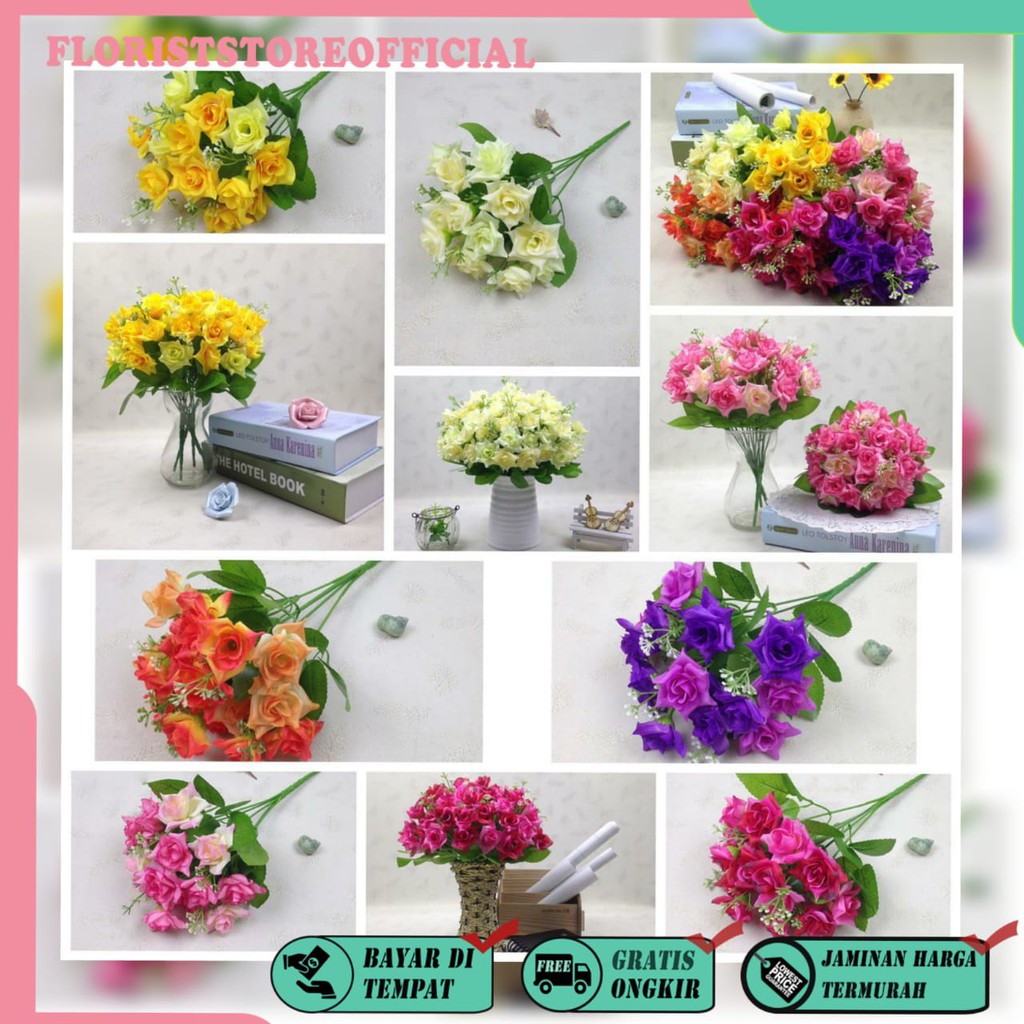 COD BUNGA MAWAR KOREA BUNGA TANGKAI PLASTIK BUNGA ARTIFISIAL BUNGA PAJANGAN BUNGA HIASAN BT9010