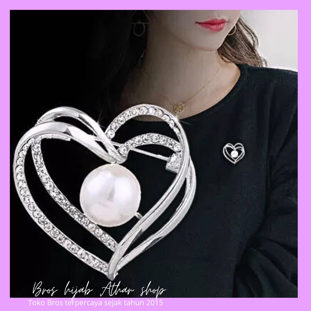 Bros love Korea import premium bross hati mutiara permata brooch by Athar shop 1