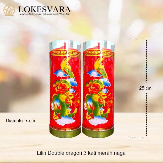 Lilin Puja Sembahyang Pilar 3 Kati/Kin Double Dragon