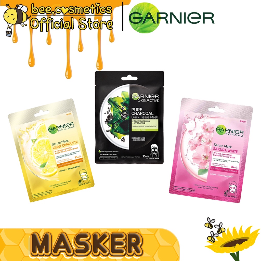 GARNIER SHEET MASK / SERUM MASK ( SAKURA GLOW / LIGHT COMPLETE / CHARCOAL )