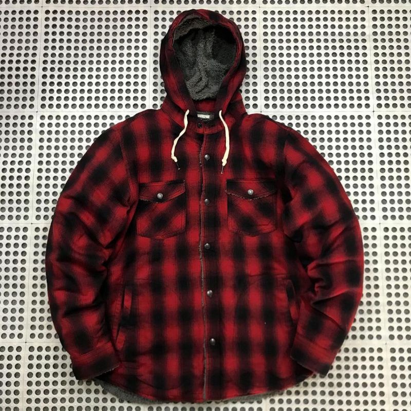 flannel hooded veterano sherpa jaket back number