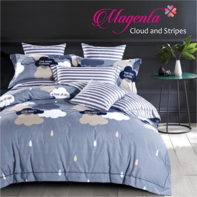 Proven Sprei - Sprei Katun Lokal Magenta Cloud and strips