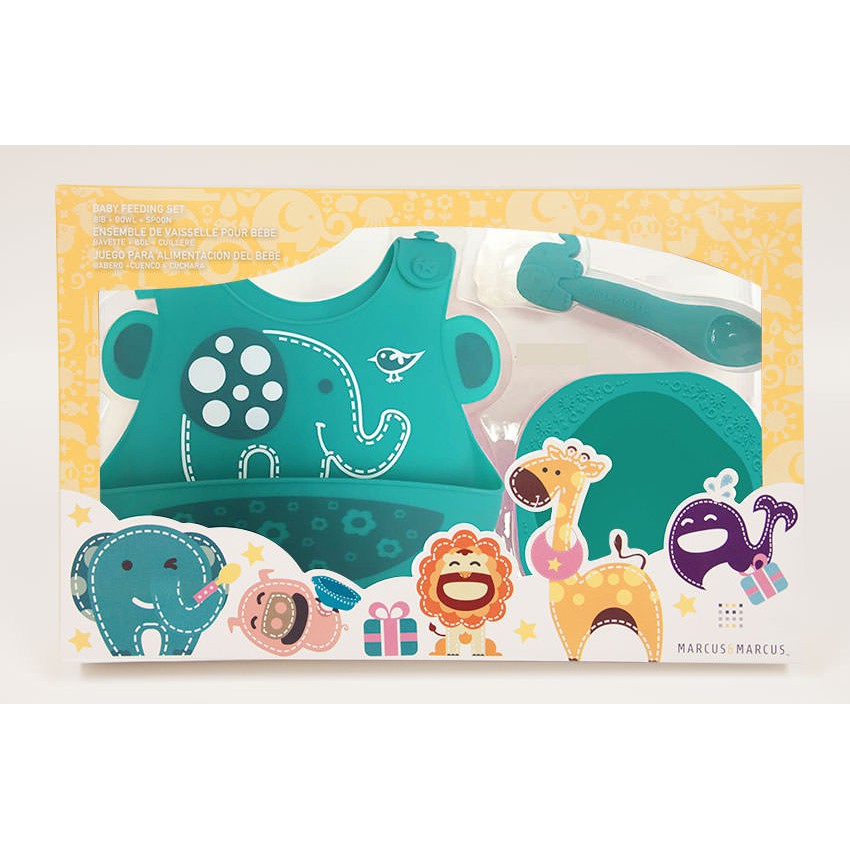 Marcus &amp; Marcus - Baby Feeding Set GREEN ELEPHANT