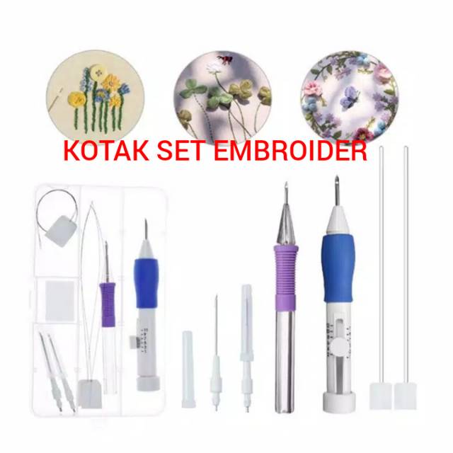 set alat bordir embroider alat rajut alat sulam jarum dan kotak cantik