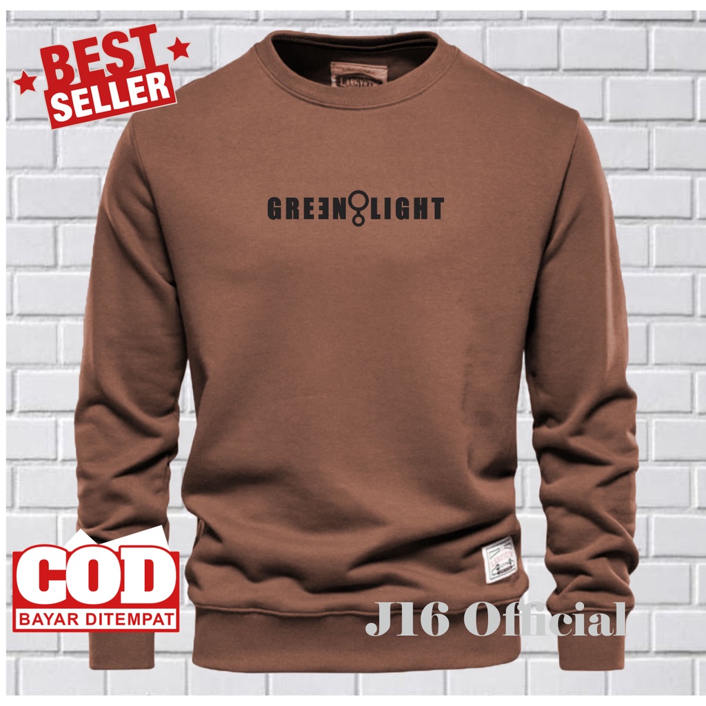 GREENLIGHT Crewneck Sweater Oblong Pria Wanita Bahan Fleece Tebal