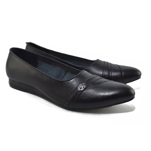 Sepatu Flat Shoes Wanita CPL 1303 Terbaru Flat Shoes Kulit Asli Warna Hitam