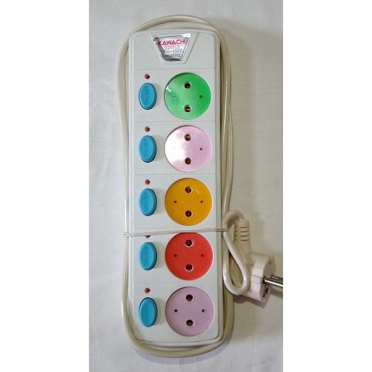 Stop Kontak 5 Lubang + Saklar Individual + Kabel 1.8 Meter