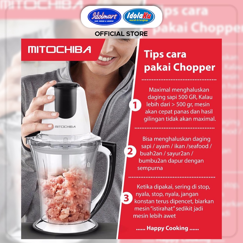 IDOLAKU MITOCHIBA Food Magic Chopper CH-200 Blender 2L Alat Penggiling &amp; Penghalus Bumbu Mito Semarang