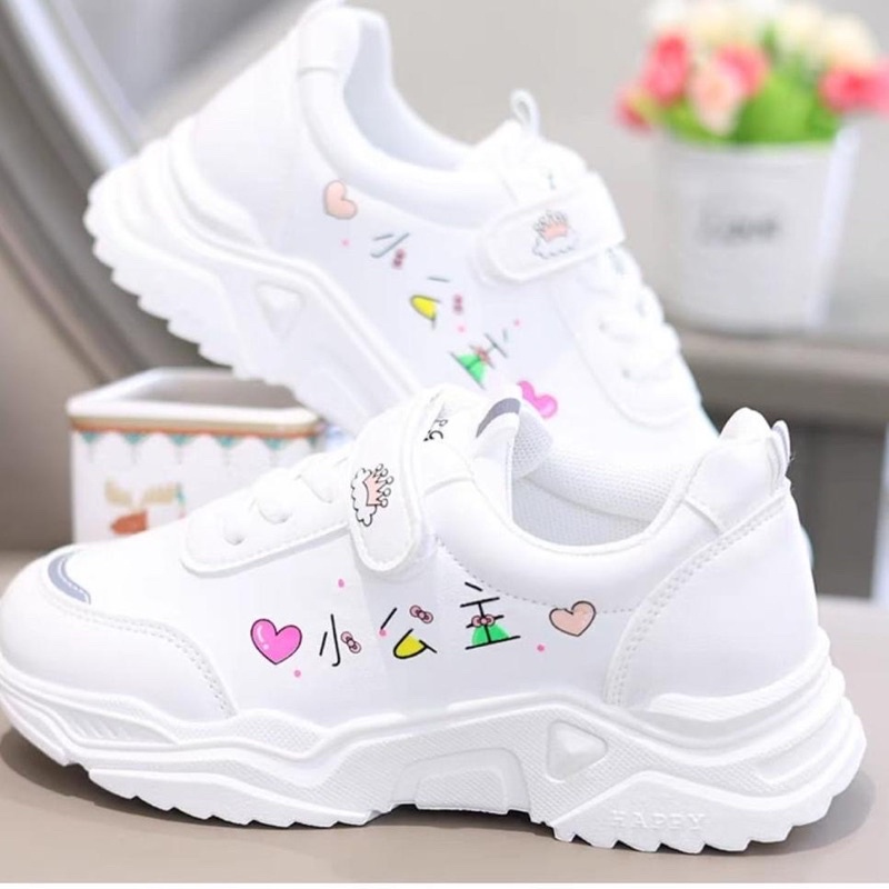 sepatu sneaker anak perempuan Jepang putih