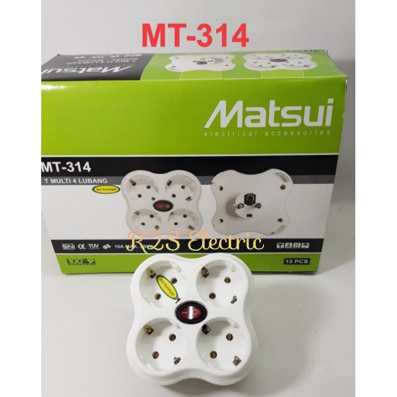 4in1 - T Multi Colokan Listrik Lubang 4 / Stop Kontak Out Bow 4 in 1 Switch Matsui MT-314