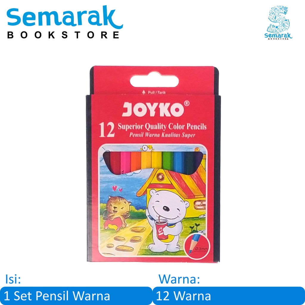 

Joyko CP-S12 Pensil Warna Kualitas Super Isi 12 Pendek
