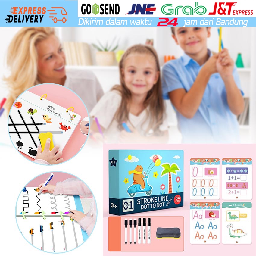 MAGIC WORKBOOK Worksheet Belajar Mengikuti Garis Tracing Aktifitas Anak 2 3 4 Tahun Belajar Menulis