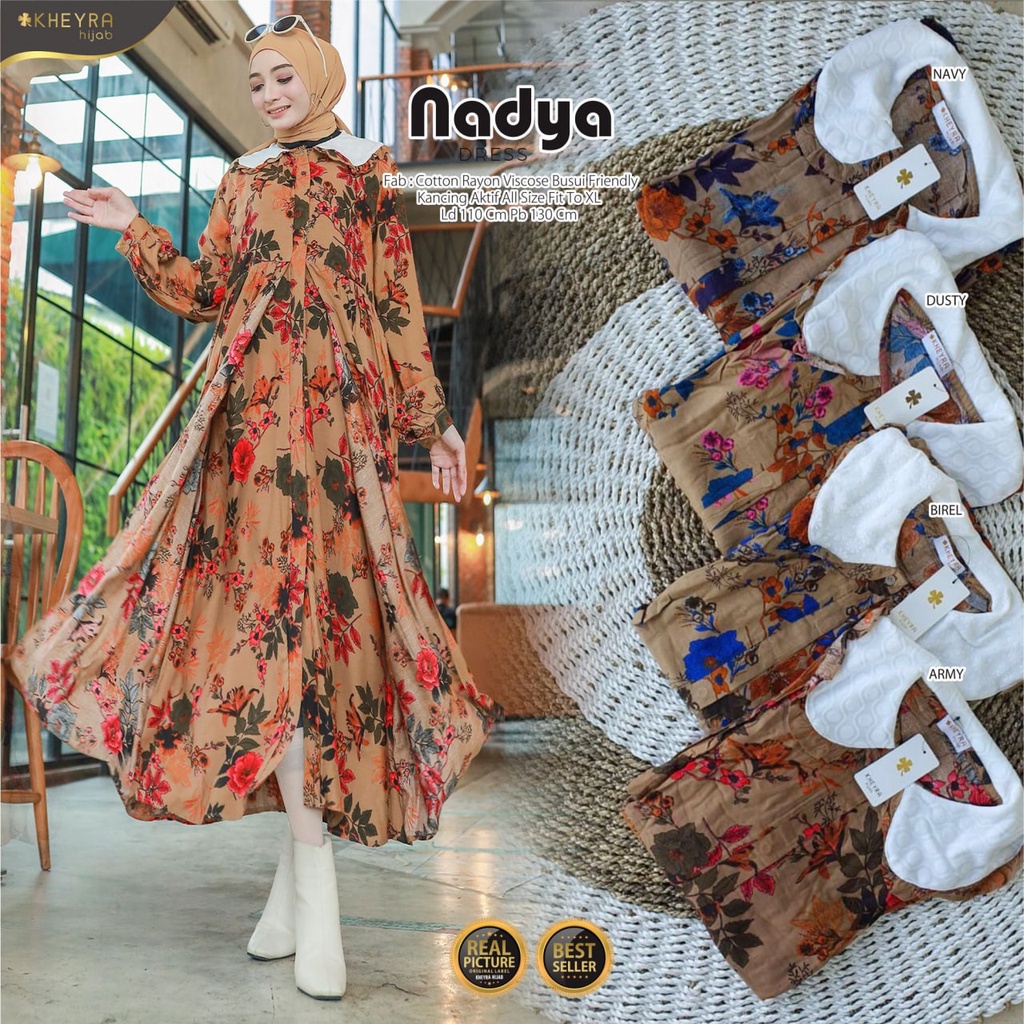 NADYA MIDI DRESS BY KHEYRA | MIDI DRESS FASHION MUSLIM | GAMIS WANITA MUSLIM