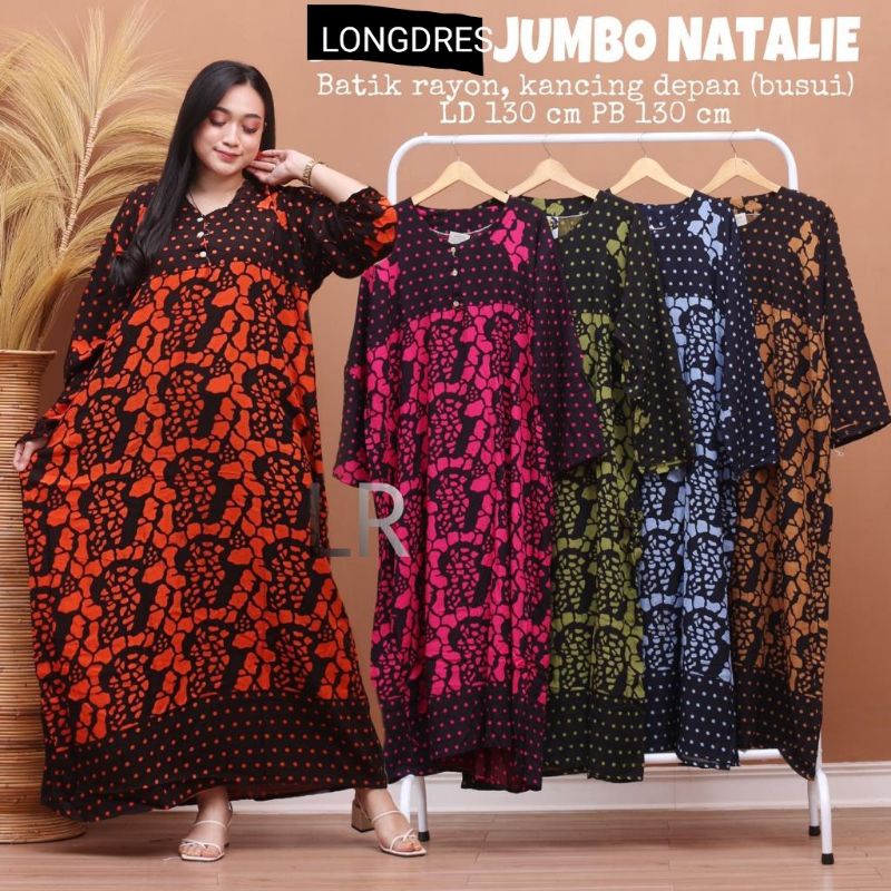DASTER BATIK SUPER JUMBO Lengan panjang ld 140 Daster jumbo lengan panjang busui kancing depan