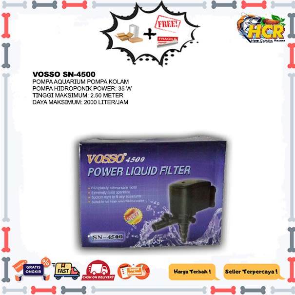 Vosso SN-4500 Pompa Aquarium Pompa Kolam pompa Hidroponik Vosso 4500