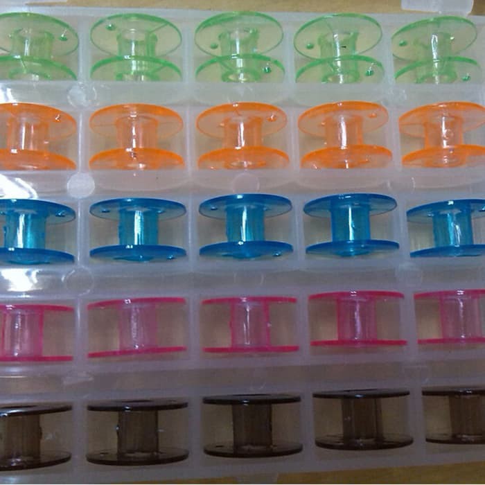 Bobbin Box - Kotak Bobin dan 25 Bobin Warna-warni (25 kompartemen)