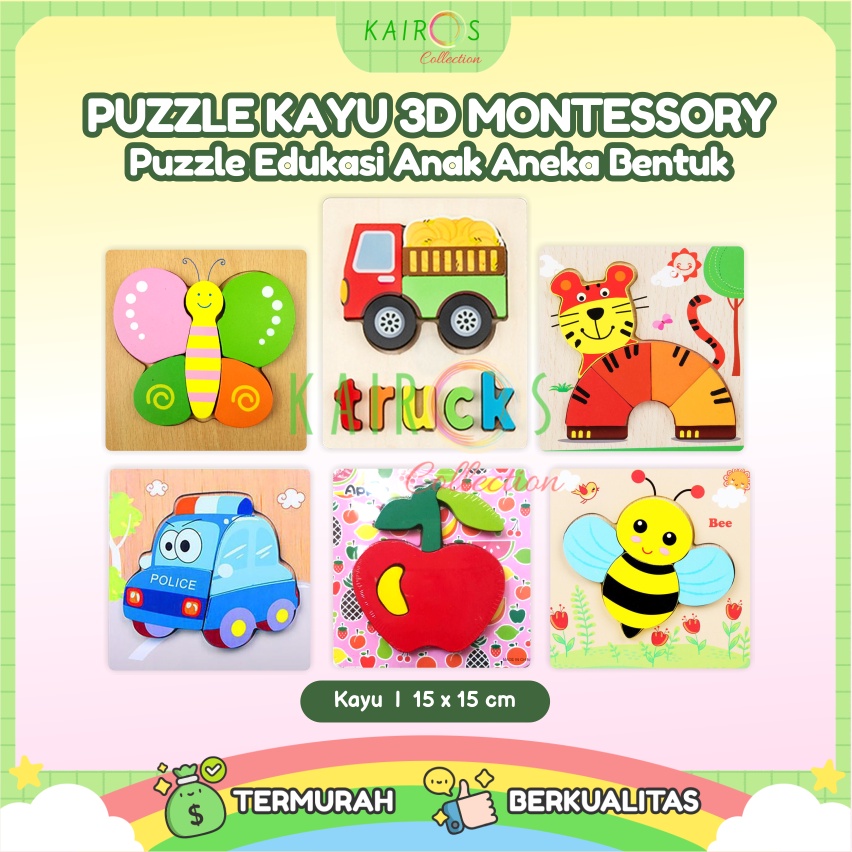 Puzzle Kayu Timbul Montesory Puzzle Timbul Anak Edukasi Montesori