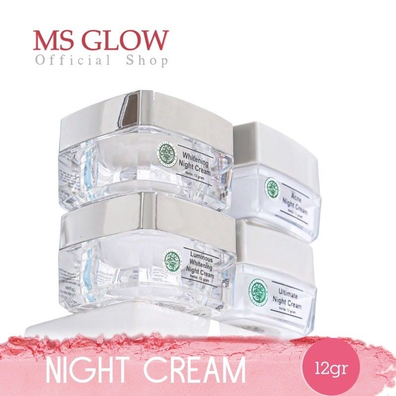 MS Glow Whitening/Acne Night cream/krim malam ms glow/cream malam ms glow