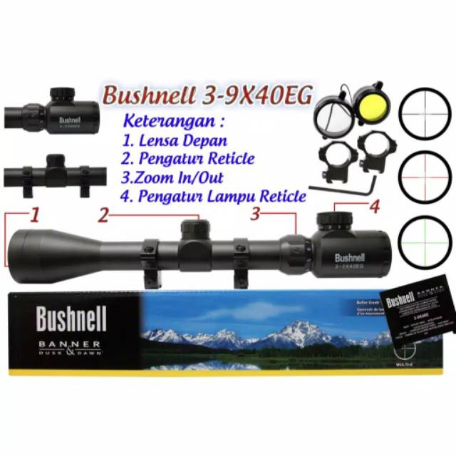 TEROPONG SENAPAN BUSHNELL 3-9X40 EG RIFLESCOPE TELESCOPE BERBURU HUNTING