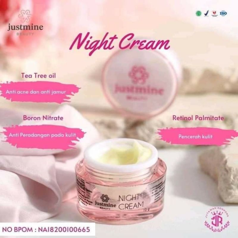 NIGHT CREAM BPOM JUSTMINE BEAUTY ORIGINAL