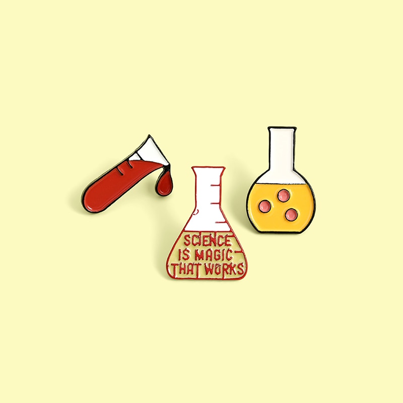 Bros Pin Enamel Desain Botol Kimia Erlenmeyer Untuk Anak