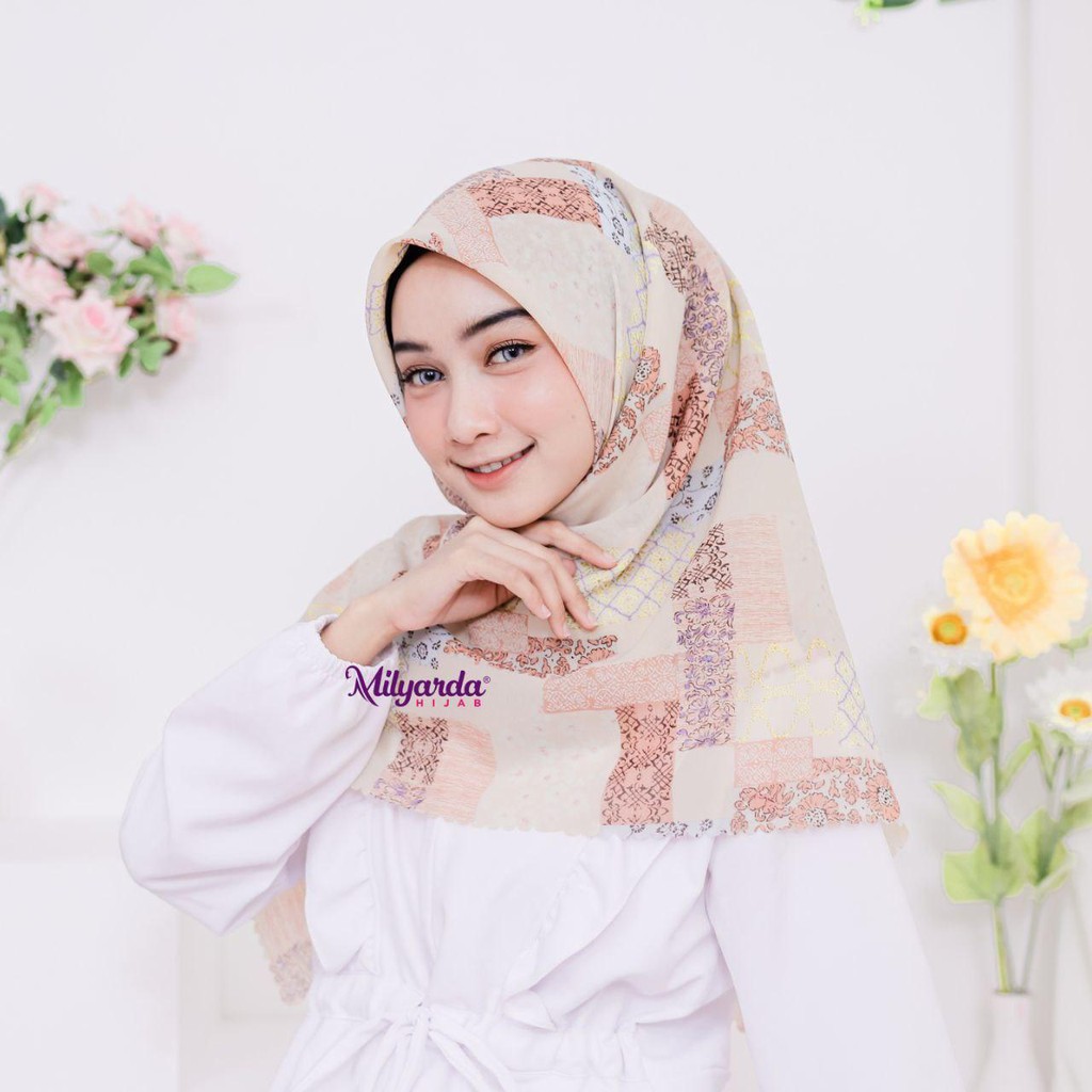 Milyarda Hijab Segiempat Motif LASER CUT Segi Empat ORIGINAL Bah