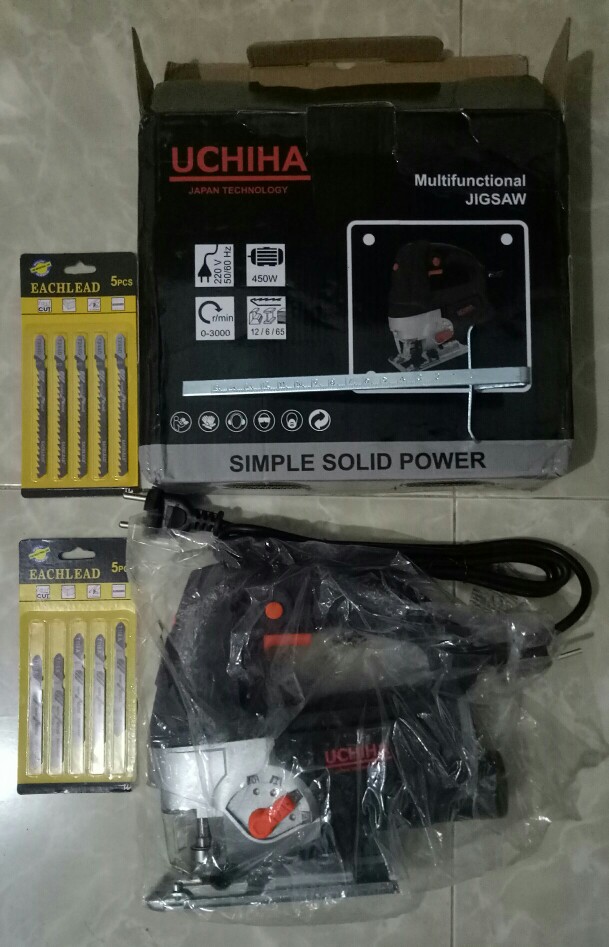Promo Mesin Jigsaw Gergaji Kayu Triplek Besi Uchiha Type Heavy Duty Japan Bonus 5 Mata