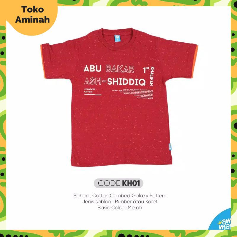Kaos Anak Islam Khalifah Abu Bakar Ash - Shiddiq Brand Ammar Kids - KH01