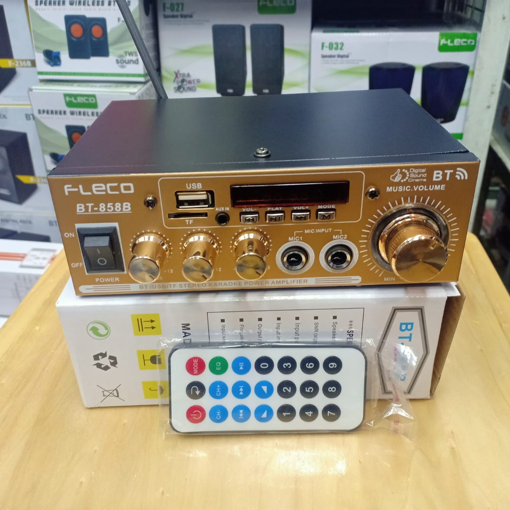 TERLARIS  Power Amplifier Fleco BT-858B Ampli Bluetooth Fleco AC Dan DC Amplifier Fleco BT-858B