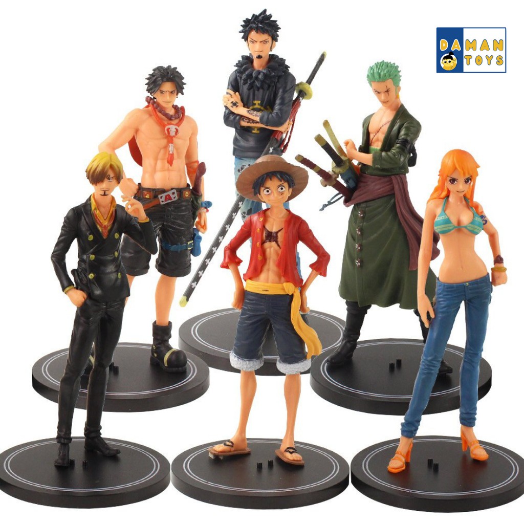 Anime Action Figure One Piece Set 6 Luffy, Zoro, Nami, Water Law, Vismoke Sanji, Portgas D.Ace