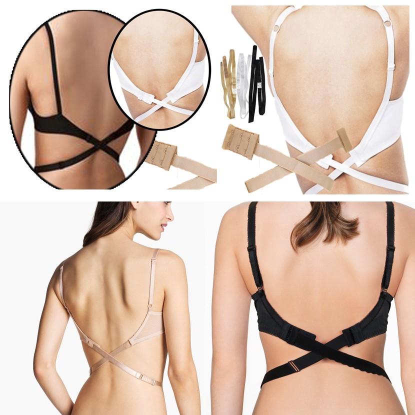 Set isi 3 Warna Low Back Bra Strap Tali BH Backless Pada Baju Gaun Pesta Dress