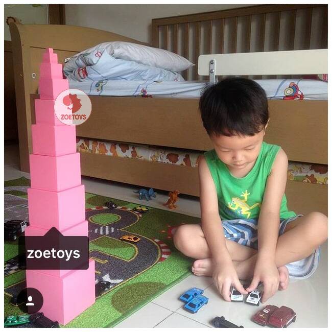 Zoetoys Montessori Pink Tower KAYU FULL SOLID | Sensorial Edutoys Mainan Edukasi Anak