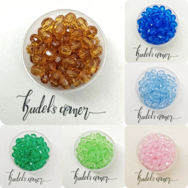 25gr manik kaca ACR segi ukuran 6mm