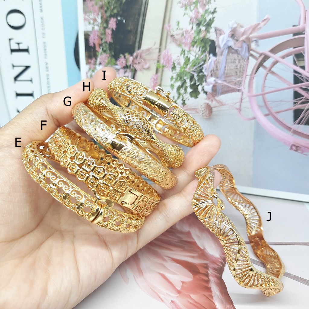 Gelang Bangle Kolong Xuping Lapis Emas Asli Love Bola Kotak Batu Mata Putih - BB308