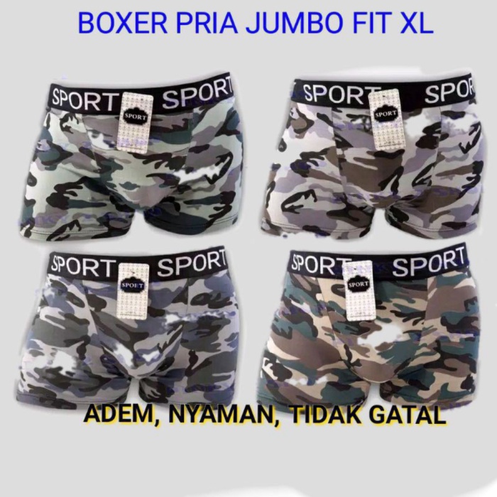 Boxer Pria Dewasa Motif Army Celana Dalam Pria Tali Karet Ban Promo