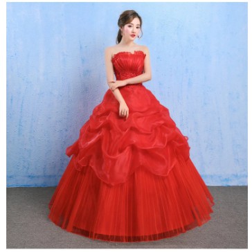 Gaun pengantin merah gaun pengantin strapples dress merah