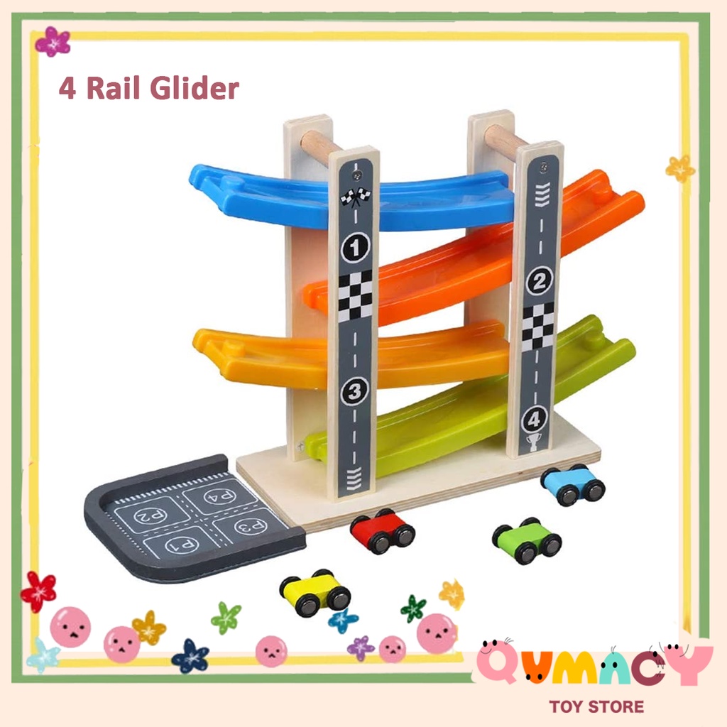 Racing Track - 4 Rail Glider - Wooden Toy Car