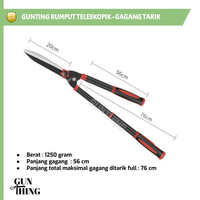 Gunting Rumput Teleskopik - Gunting Rumput Gagang Tarik 76cm