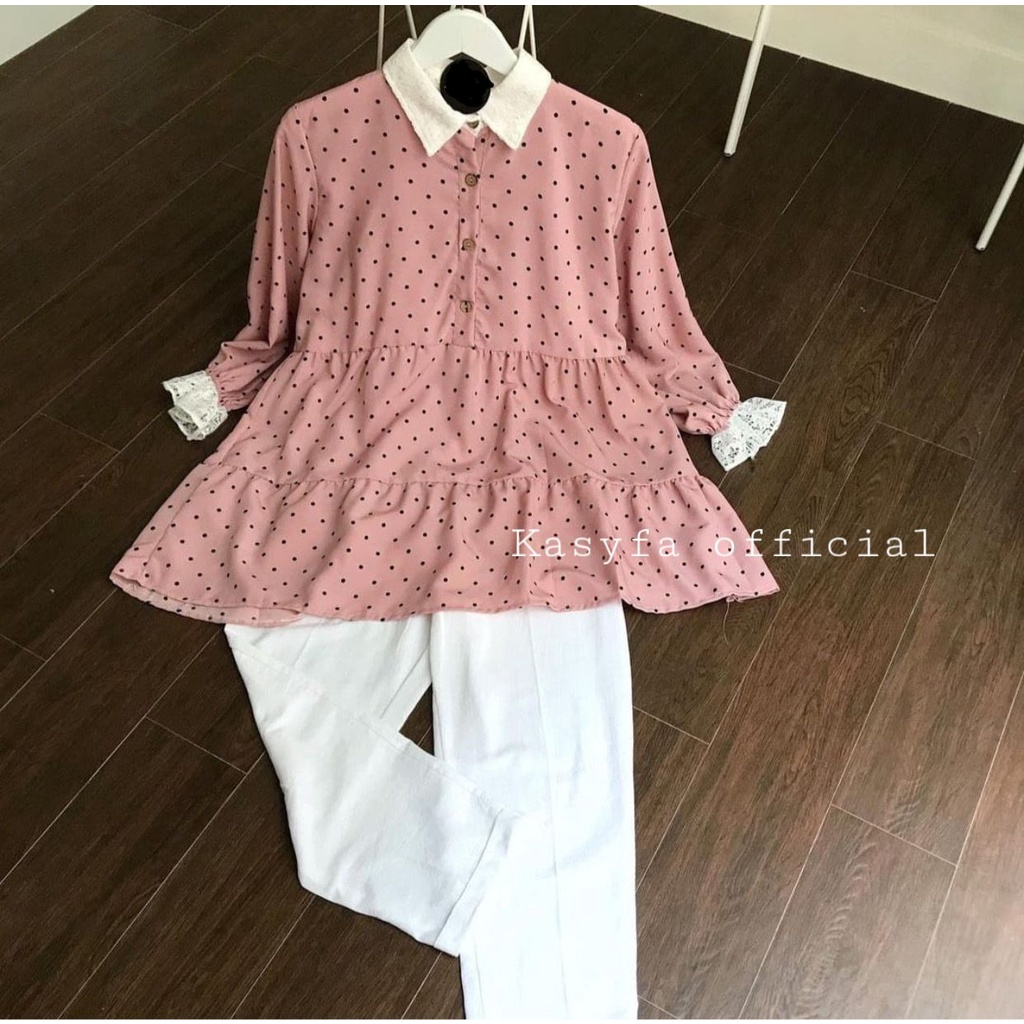 YUYU TUNIK // TUNIK POLKADOT MIX RENDA