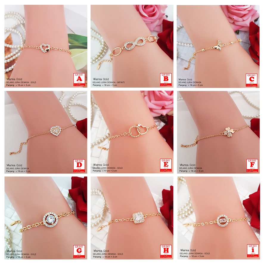 GR 041 Gelang Jurai Kupu Love Perhiasan Wanita Lapis Emas Permata Gelang Xuping Dewasa Luxx Xuping