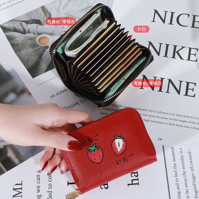 W24 Dompet Mini Wanita Strawberry Lucu Cute Murah Buah Koin Kartu Uang Foto Cewek Women Wallet Kecil Perempuan Kulit PU Leather Binatang Putih Hitam Panjang  Korea Pria Cowok Laki Laki Fruit Import Premium Lipat Jepang Import Tas Pouch Cantik Berry