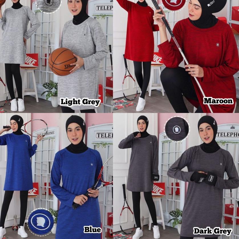 (SALE) Tunik Tunic Baju Kaos Pakaian Atasan Sport Sports Sporty Olahraga Wanita Cewek Muslim Muslima