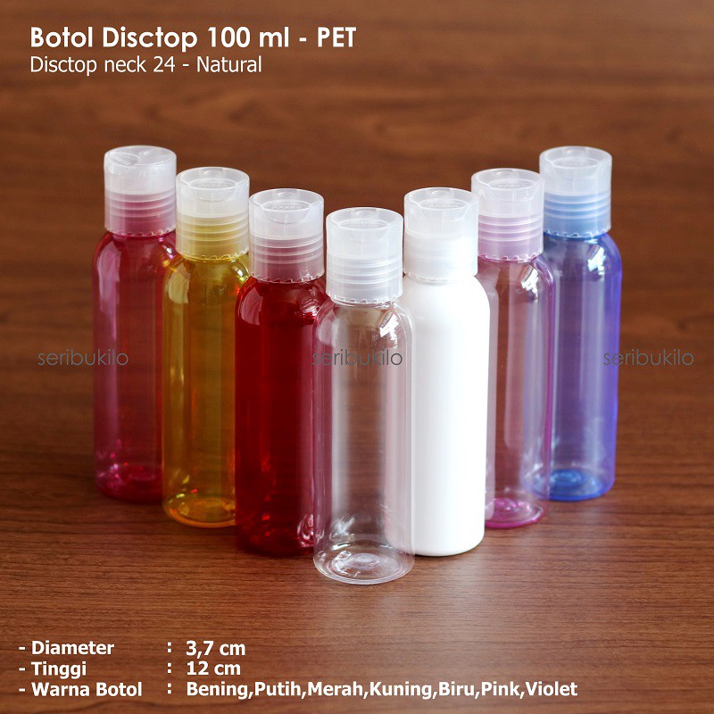 Botol Plastik 100 ml PET - Tutup Disctop Natural