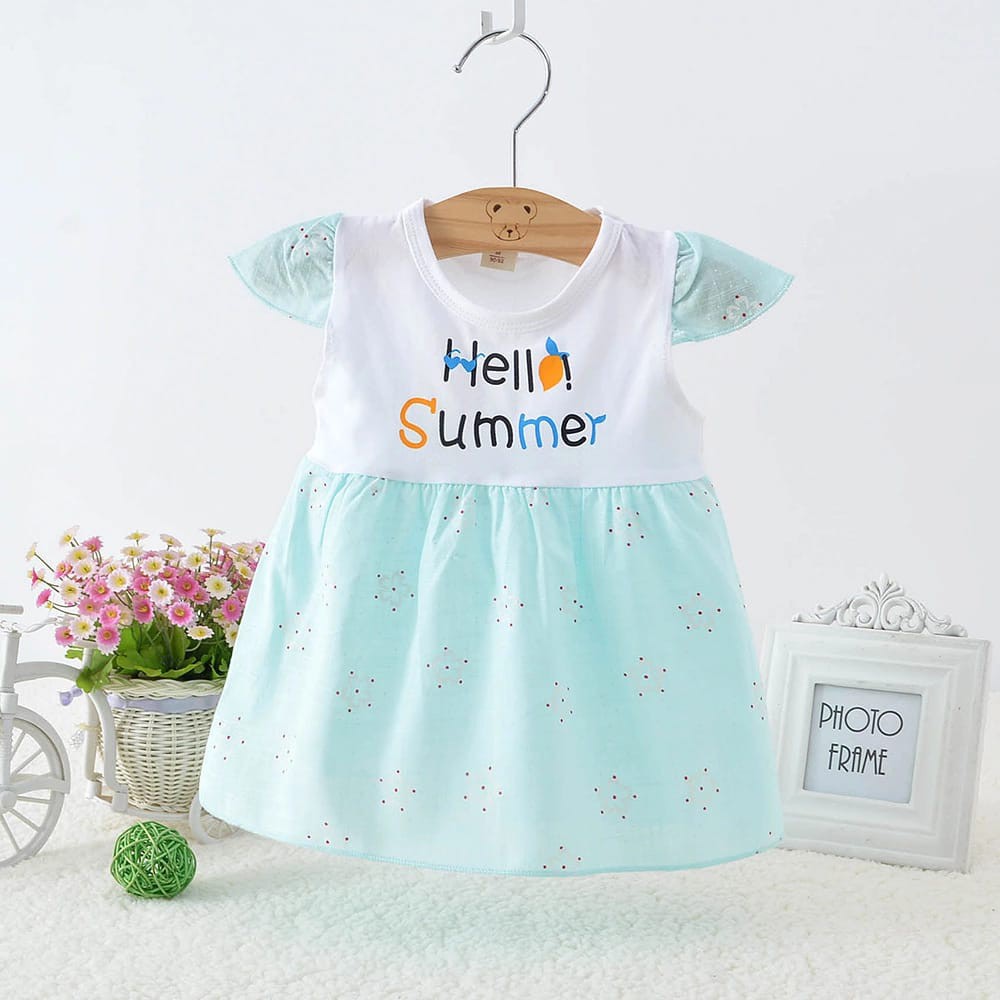 Dress DN01 NewBorn Anak Bayi Perempuan Newborn Imut Lucu Import Impor Pakaian Best Seller Murah-Biru