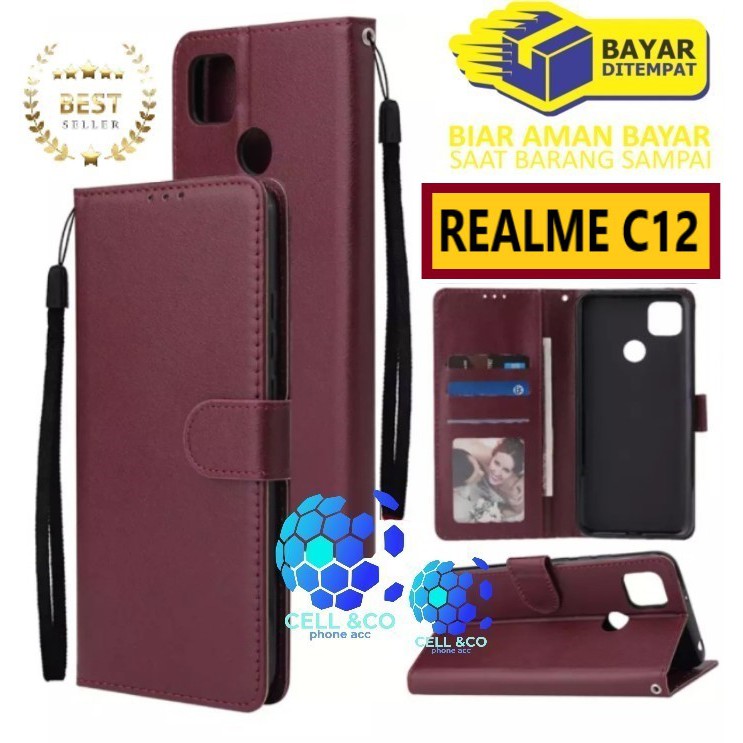 Flip cover REALME C12 Flip case buka tutup kesing hp casing flip case leather wallet