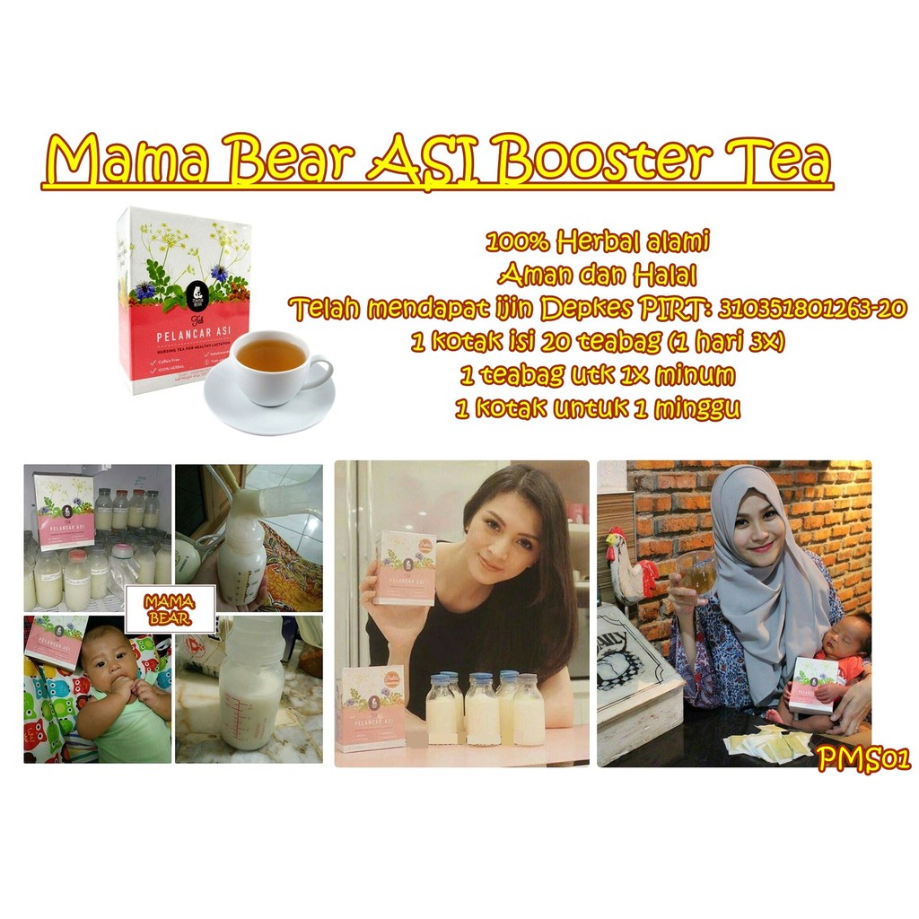 Pelancar Asi Teh merk Mama Bear Booster Tea 1 box isi 20 sachet exp 2 2025