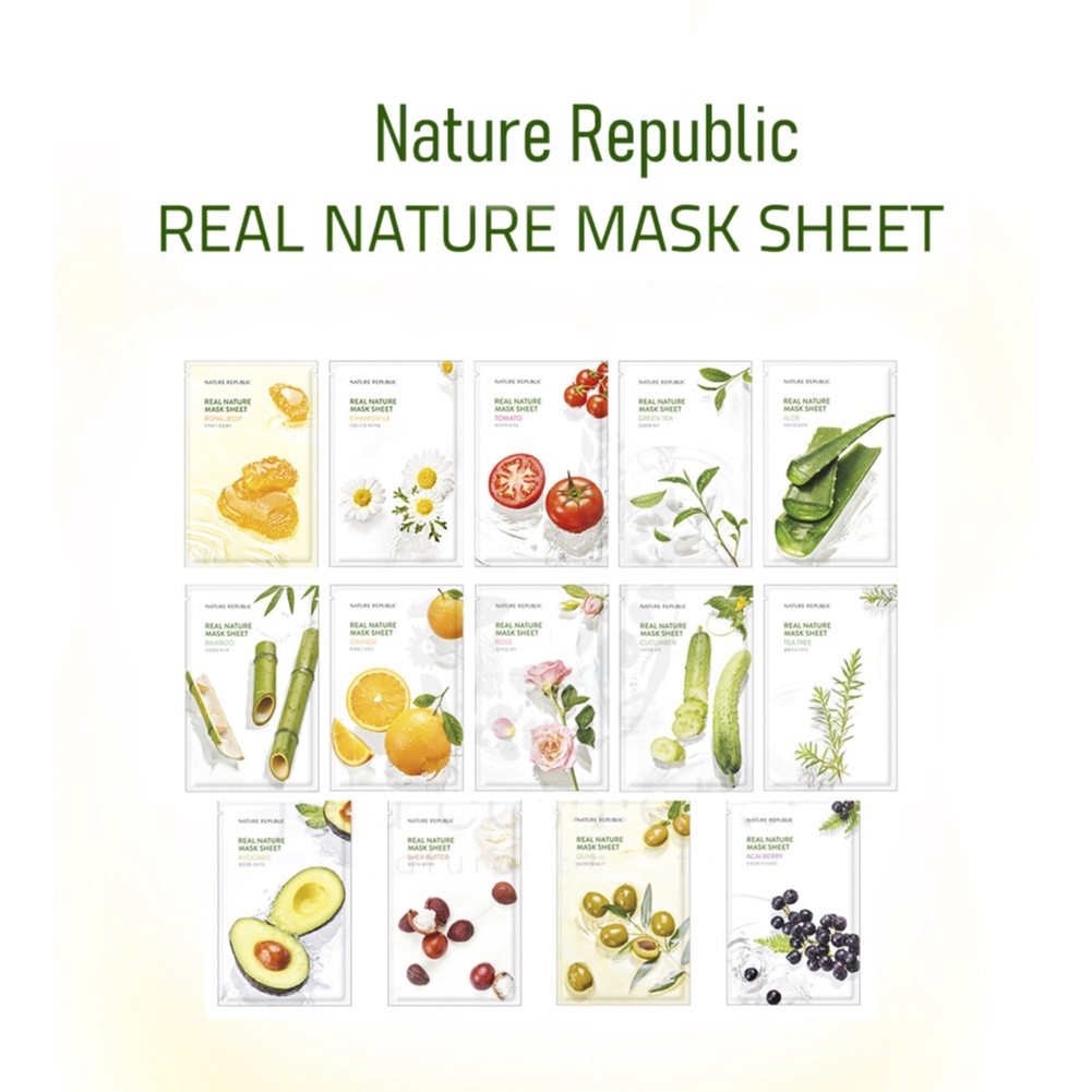 Nature Republic Real Nature Mask Sheet 100% ORIGINAL KOREA-23ml