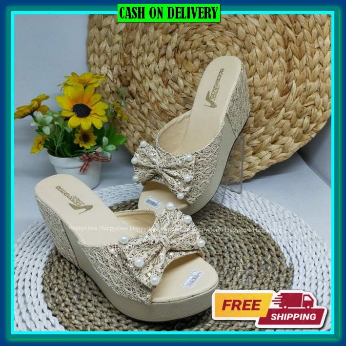 Sandal Wedges Jumbo Gunung Buat Kondangan Remaja Santai Perempuan S1I6 Empuk Karet Original Pesta Im